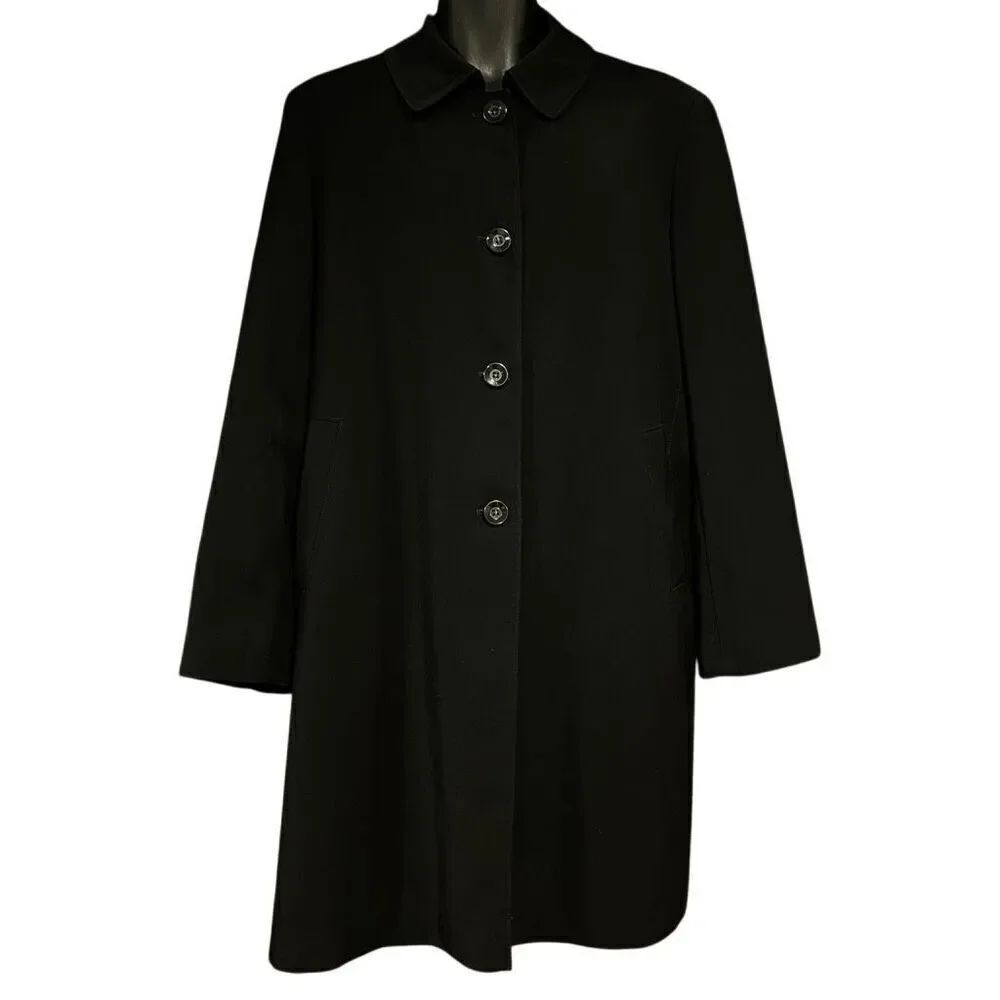 Portrait Black Knee Length Pea Trench Coat Jacket Men’s Large
